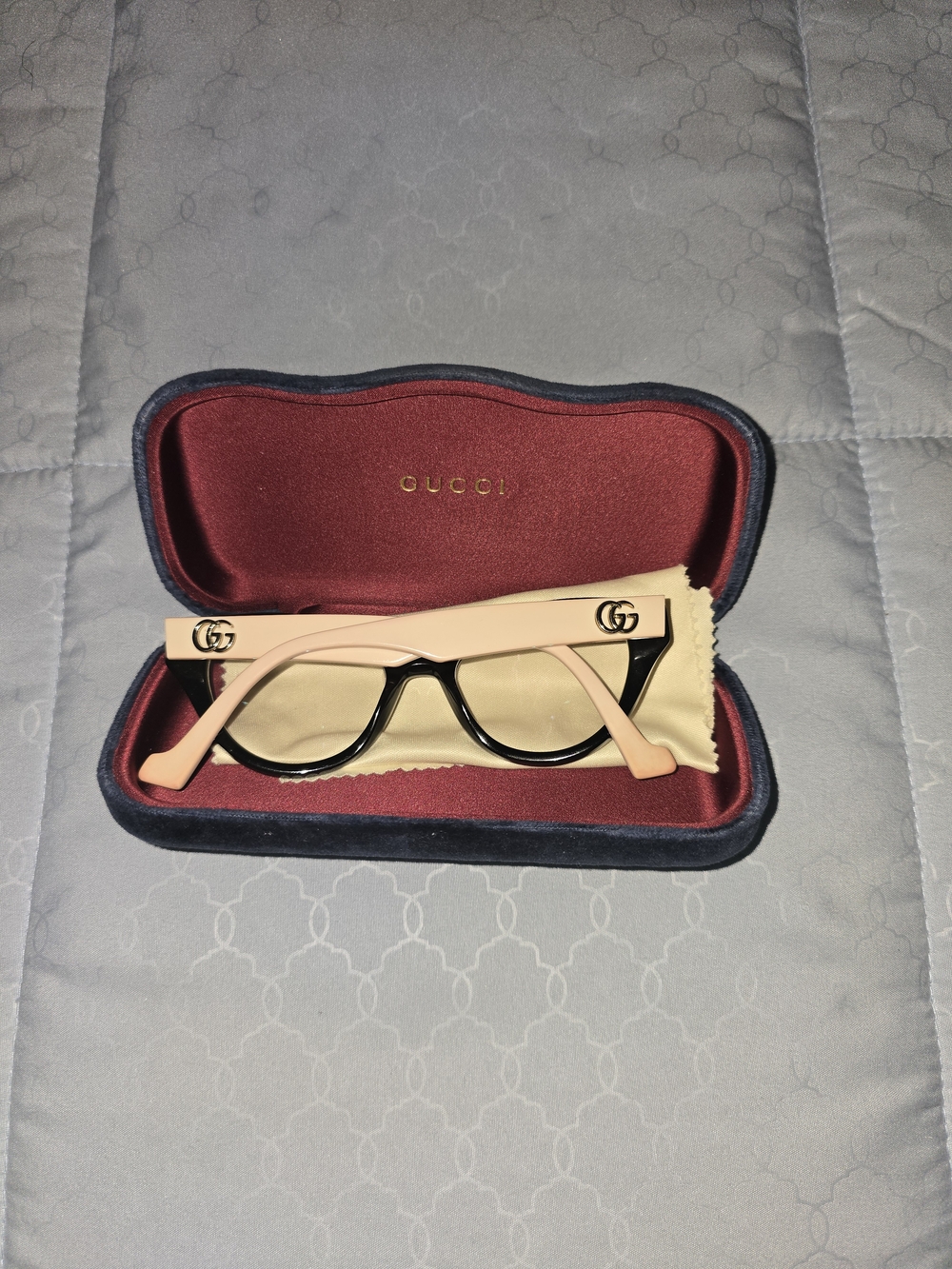 Gucci Black Front Pink Temple Cat-Eye Sunglasses